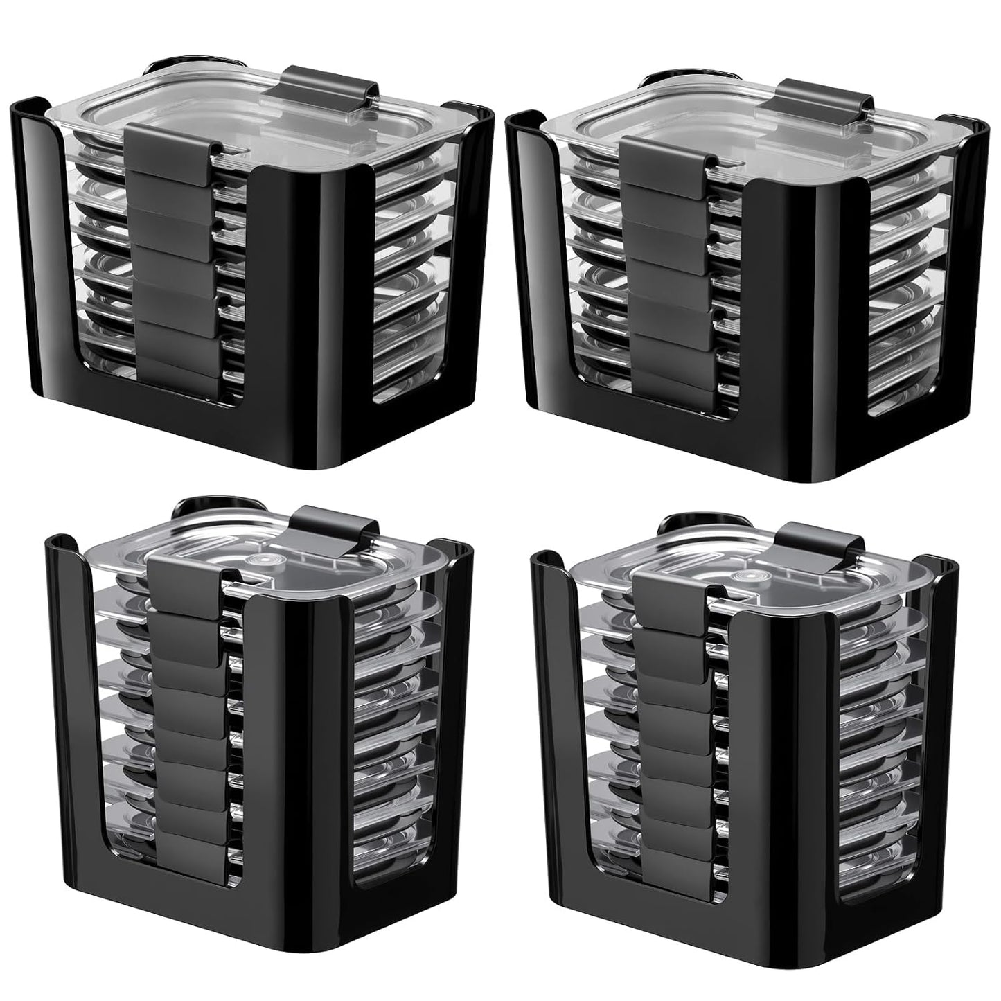 4 Pcs Lids Organizer for Rubbermaid Brilliance Lids | Stack-able Lid Storage, Holds 4.7 Cup, 3.2 Cup & 1.3 Cup Food Containers, Inside Cabinet