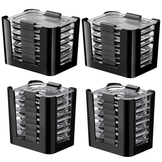 4 Pcs Lids Organizer for Rubbermaid Brilliance Lids | Stack-able Lid Storage, Holds 4.7 Cup, 3.2 Cup & 1.3 Cup Food Containers, Inside Cabinet