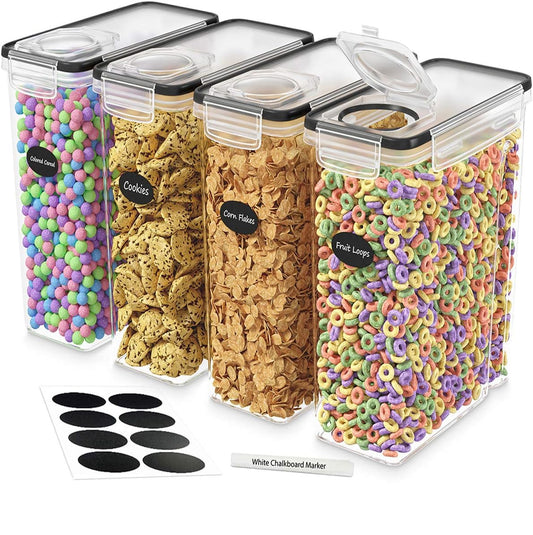 Cereal Containers Storage 4L Set of 4 Airtight Foo... (4 Pack | Plastic)