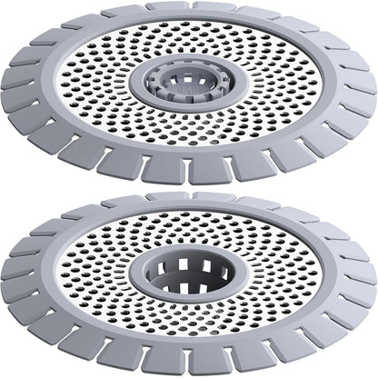 QAP Shower Drain Hair Catcher, Stainless Steel Bathtub Strainer 2-Pack | Efficient clog prevention; Rustproof durable silicone; Easy cleanup rim; Universal snug tub fit