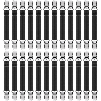 Boao 24 Pcs Bed Sheet Clips Straps Heavy Duty Adjustable Fasteners Elastic Fitted Bed Holder Mattress Corner Sheet Fasteners for Home Room Couch Supplies(Black,8-12 Inch)