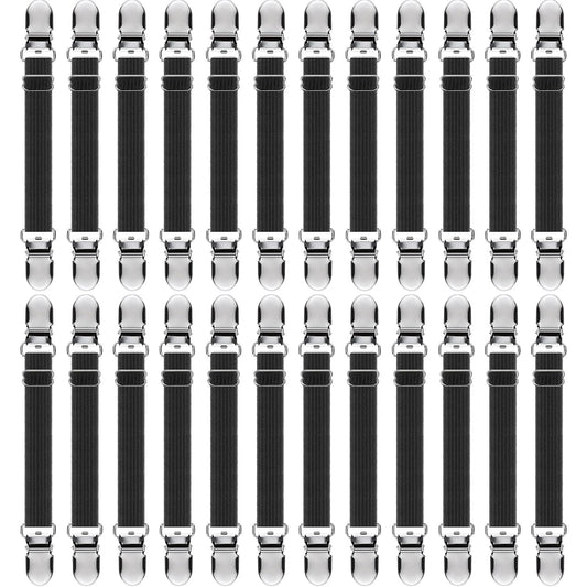 Boao 24 Pcs Bed Sheet Clips Straps Heavy Duty Adjustable Fasteners Elastic Fitted Bed Holder Mattress Corner Sheet Fasteners for Home Room Couch Supplies(Black,8-12 Inch)