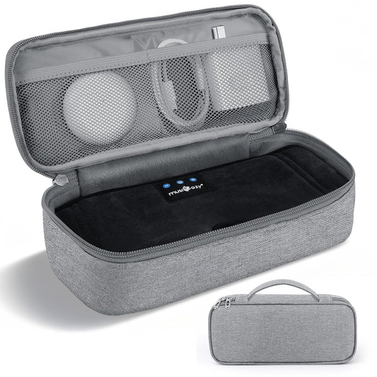 MUSICOZY Sleep Mask Case, Travel Organizer Bag for Electronics Accessories | Polyester Travel Pouch with Partition Pockets, Adjustable Dividers for Cables Chargers Headphones and Portable Accessories