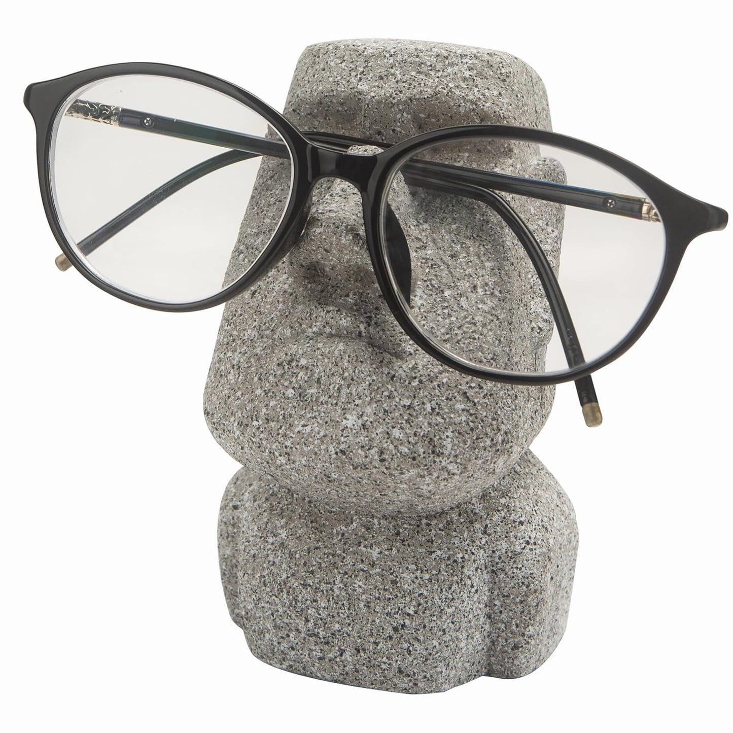 Moai Eyeglass Holder Stand Easter Island Stone Decoration Fun Glasses Holder Display Stands Modern Home Resin Sculptures Decorative Nightstand Home Office Desk Decor (Gray)