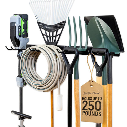StoreYourBoard Garage Tool Organizer, 36 in, Holds 250 lb | Garden Tool Rack Wall Mount, Garden Tool Organizer, Shovel Wall Mount, Rubber Coated Hooks