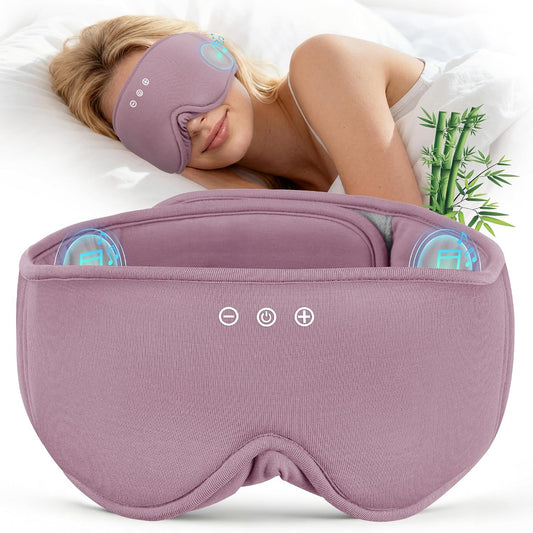MUSICOZY Bluetooth 5.4 Sleep Headphones, Wireless Eye Mask Bamboo Fiber | Flat Full Coverage Design, Ultra-thin Speakers, 14-hour Playtime, Washable Removable Module for Sleeping, Meditation, Travel