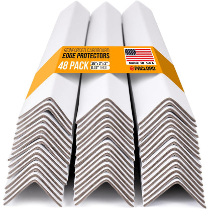 36" x 2" x 2" Reinforced Cardboard Edge Protectors, Pack of 48 | 0.12" Thick Medium-Duty Cardboard Corner Protectors for Shipping – American Quality V-Board Pallet Edge Protectors