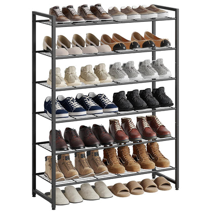 Nunsino Shoe Rack, Metal Shoe Organizer, 6 Tier Garage Shoe Rack Max Holds 30 Pairs,Shoe Storage Shelf for Closet,Entryway, Black