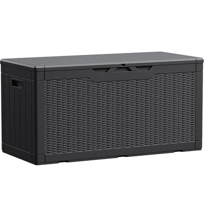 Devoko 100 Gallon Waterproof Resin Deck Box, Large Outdoor Storage Box | Indoor Outdoor Lockable Storage Container for Patio Furniture Cushions, Garden Tools & Pool Supplies
