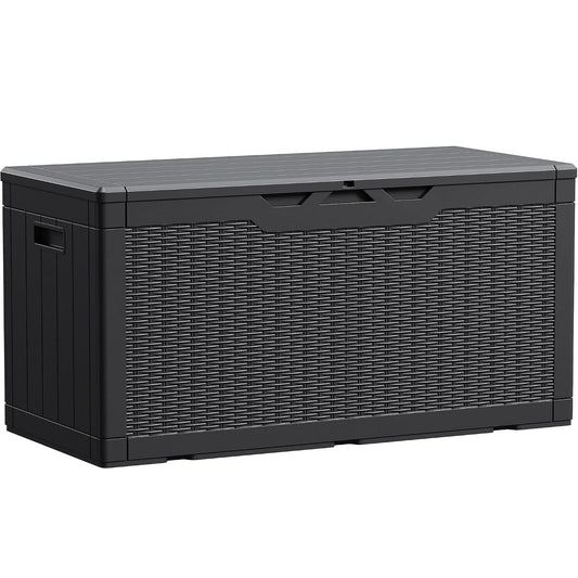 Devoko 100 Gallon Waterproof Resin Deck Box, Large Outdoor Storage Box | Indoor Outdoor Lockable Storage Container for Patio Furniture Cushions, Garden Tools & Pool Supplies