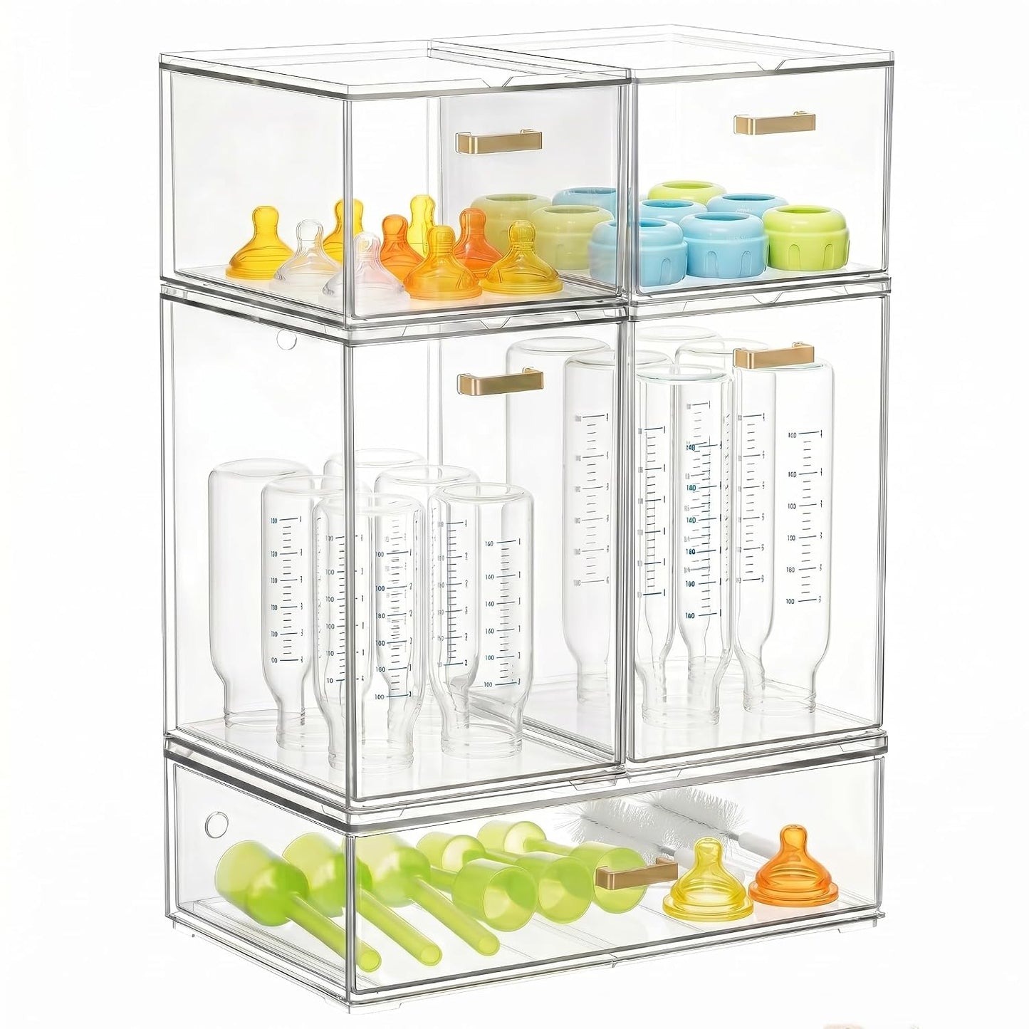 LALOBLUE Stackable Clear Acrylic Drawer Baby Bottle Makeup Organizer | Acrylic, Holds Baby Bottles, Makeup, Cosmetics, Stackable Clear Drawer Organizer, Cabinet and Pantry Organization Bins