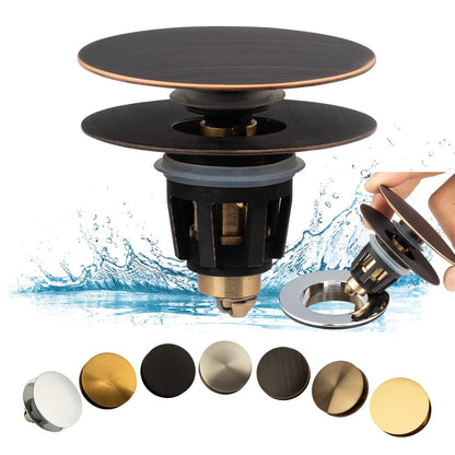 Universal Bathroom Sink Drain Stopper, Fits Most Pop-Up Drains for Vessel Sink Lavatory Vanity, Sink Drain Strainer with Detachable Hair Catcher, Tested by Plumber in US (Oil Rubbed Bronze)