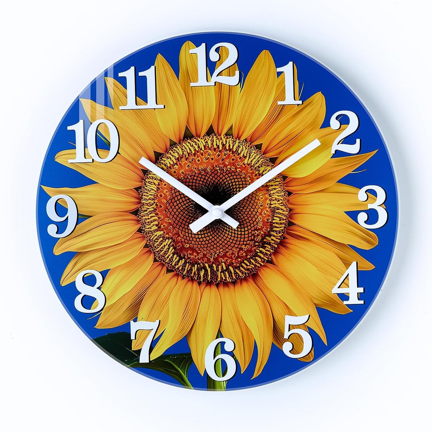 Yoiolclc Outdoor Clock Waterproof-Decorative Sun Flower Wall Clocks for Pool Patio Porch Garden(12 Inch,Sunflower)