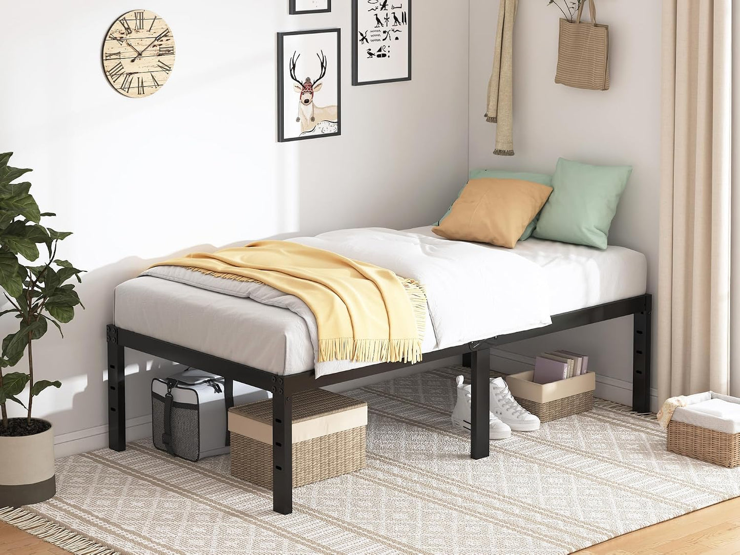 Twin Bed Frame - 18 in Sturdy Platform Bed Frame Twin Size