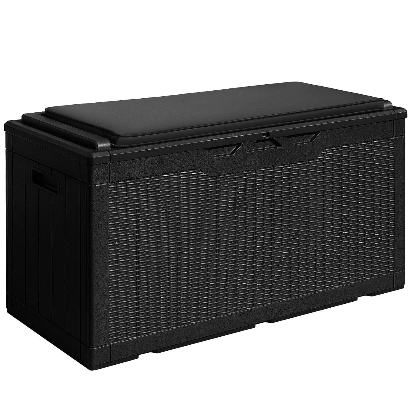 Devoko 100 Gallon Resin Waterproof Outdoor Storage Box with Cushion | Large Resin Deck Box Indoor Lockable Storage Container for Patio Furniture Garden Pool Cushions