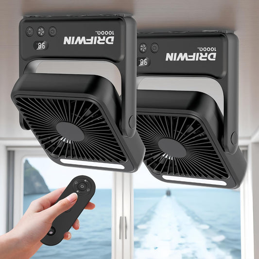 2-Pack Magnetic Cruise Approved Fan with Night Lig... (Black)