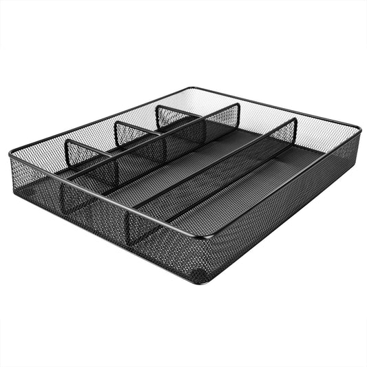 Metal Mesh Desk Organizer with 6 Compartments, Ant... (Black | Alloy Steel)