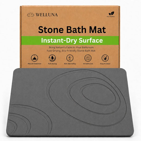 Stone Bath Mat for Bathroom – Quick Dry Diatomaceous Earth Shower Mat, Non-Slip Super Absorbent Diatomite Stone Bath Mats, Fast Drying Natural Floor Mat for Bathroom Kitchen (23.6"x15.4")