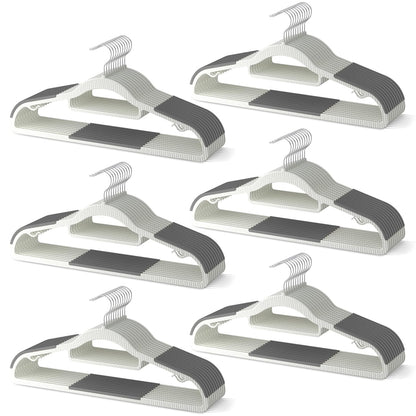 60 Pack Heavy Duty Plastic Hangers, Non Slip Clothes Hangers with Rubber Pads and 360° Hook - Thin Space Saving Hanger, Closet Organizer for Shirt, Pants, Suit, Skirt,Coat - Gray