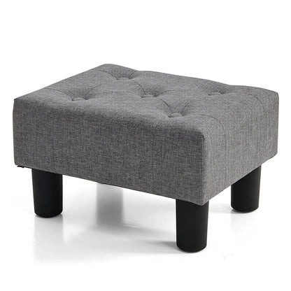 BRIAN & DANY Small Foot Stool, Linen Foot Stools with Legs, Stable Small Footstool for Living Room, Gray