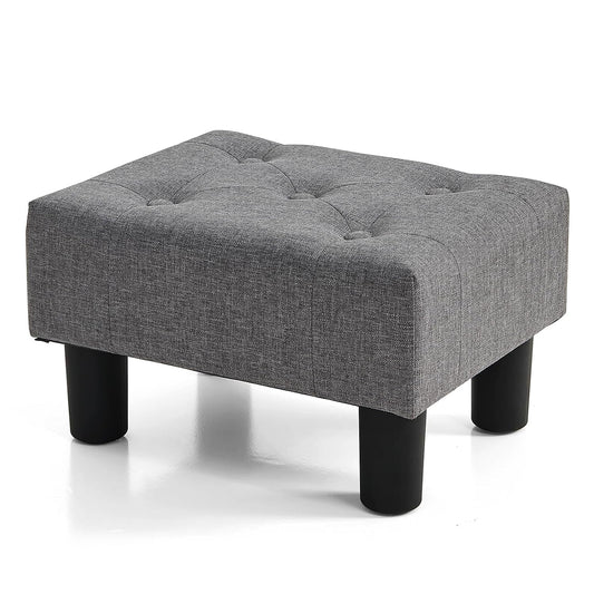 BRIAN & DANY Small Foot Stool, Linen Foot Stools with Legs, Stable Small Footstool for Living Room, Gray