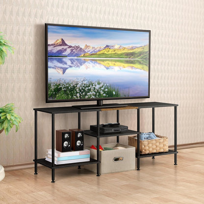 50 Inch TV Stands for Living Room Black TV Entertainment Center | Small Entertainment Center with Storage for 50 43 40 32 Inch TV Console Table for Bedroom Office