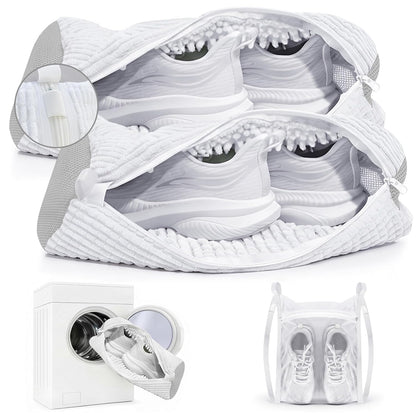 Shoe Washing Machine Bag 3PCS – Laundry Shoes Bag for Washer & Dryer | Reusable Shoe Cleaning Bag, 360° Deep Microfiber Clean,Self-Locking Zipper