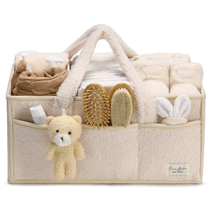Baby Diaper Caddy Organizer with Handle, Boy & Girl Shower Gift Basket, Portable Diaper Storage Basket Bin for Wipes, Newborn Baby Essentials Registry Search Must Haves, Car Caddy Organizer