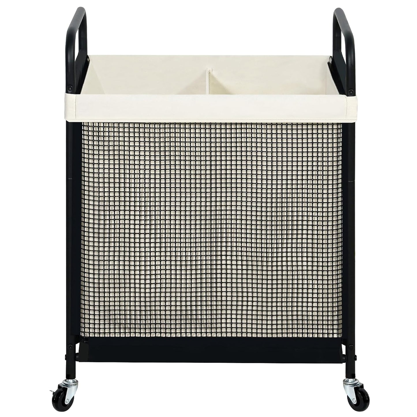 Laundry Hamper 2 Section, 100L Rolling Laundry Sorter Cart with Removable and Washable Liner Bag, Clothes Hamper with Wheels and Metal Handle for Laundry Room and Bedroom