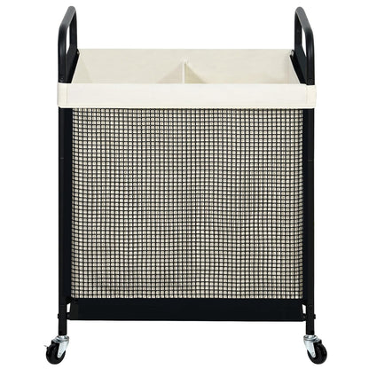 Laundry Hamper 2 Section, 100L Rolling Laundry Sorter Cart with Removable and Washable Liner Bag, Clothes Hamper with Wheels and Metal Handle for Laundry Room and Bedroom