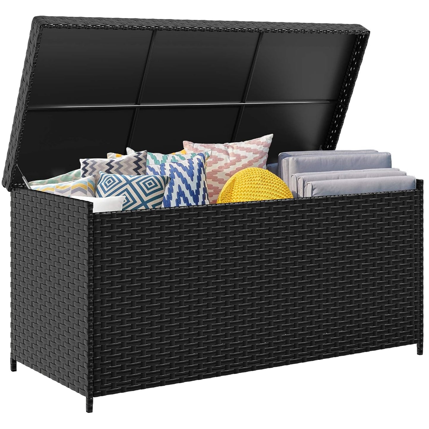 YITAHOME 260 Gallon Deck Box, XXL All-Weather Wicker Outdoor Storage Box | XXL Wicker Outdoor Storage Box, Oversized Rattan Storage Cabinet for Patio Furniture, Cushions, Pool Storage and Garden Tools