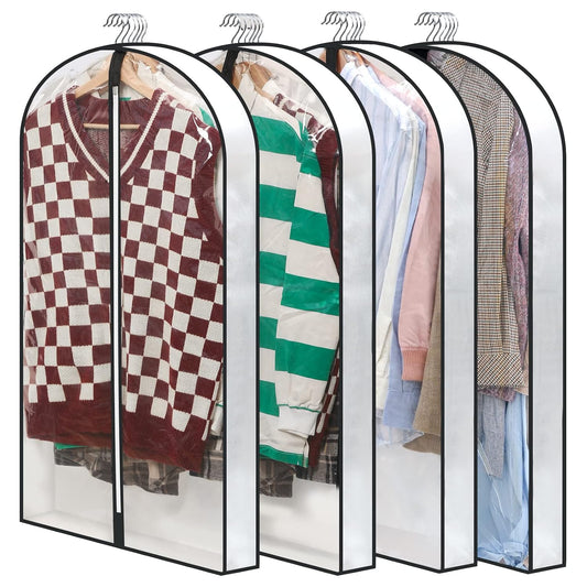 40" Clear Garment Bags for Hanging Clothes, 4" Gus... (White & Clear)