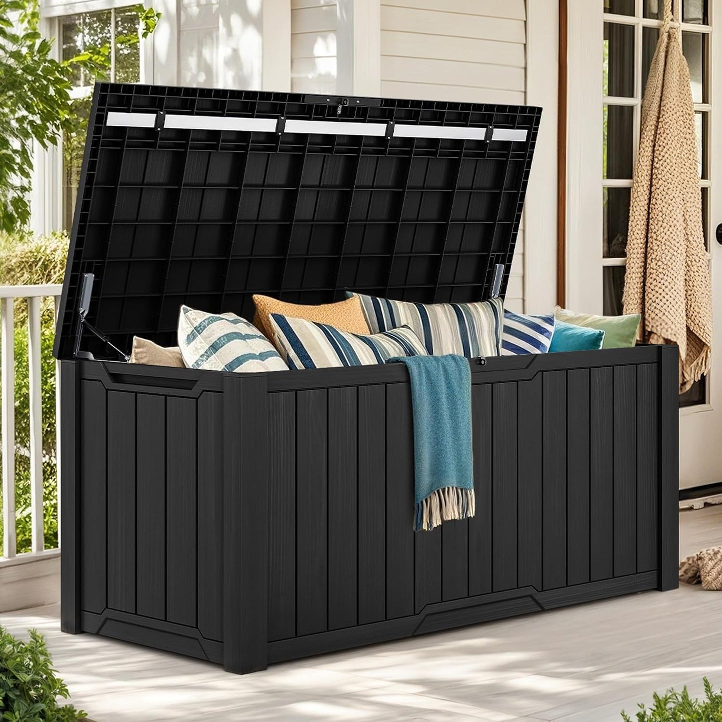 YITAHOME XXL 230 Gallon Large Outdoor Storage Deck Box for Patio Furniture | Outdoor Cushions, Garden Tools and Sports/ Pools Equipment, Weather Resistant Resin, Lockable (Black)