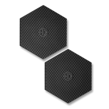 HexClad 2 Pack Black Hexagonal Silicone Trivets Nonslip Hot Pads | Heat Resistant