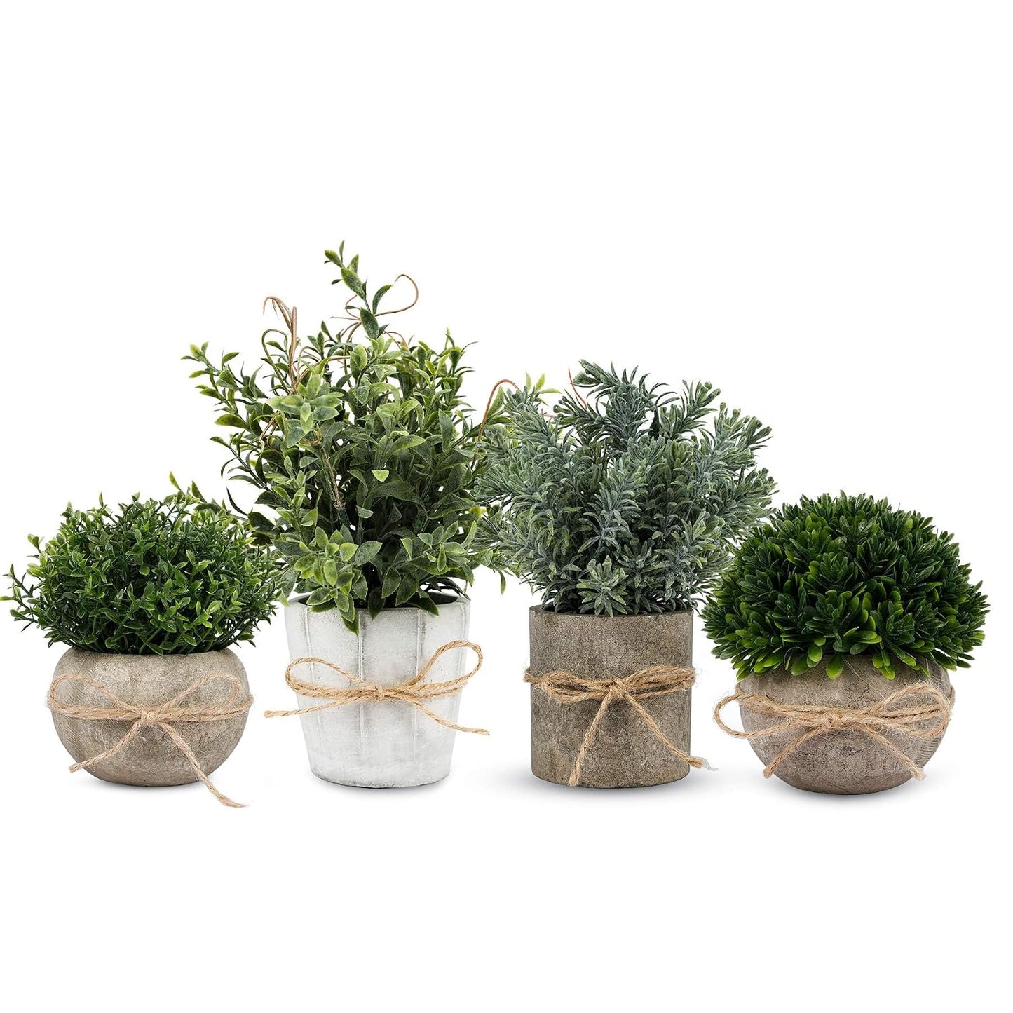 4 Pack Small Fake Plants in White Pulp Pot for Home Decor | Artificial Plants Indoor, for Bathroom Bedroom Kitchen Office Farmhouse Room Shelf Decor, Easy to Clean, Lifelike Appearance