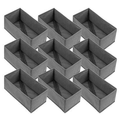 9-Pack Foldable Drawer Organizers Foldable Storage Bins – Clothing Drawer Organizer for Clothes, Dark Grey (10.6"x5.5"x4.3", Non-Woven Fabric)