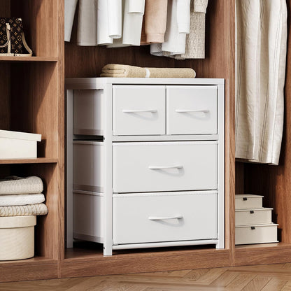 Homeiju Stackable 4-Drawer Fabric Dresser with Waterproof Wood Top – Closet Organizer & Storage Drawers for Bedroom, Modern Metal Frame Design (3 Tier)