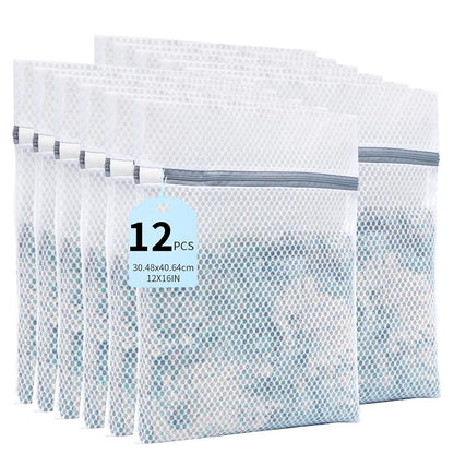 12PCS 12X16IN Laundry Bags Mesh Wash Bags for Strong Zipper | Upgraded Honeycomb and Fine Mesh Design Delicate Laundry Bag for Clothes, Bras,Socks,Travel Organization