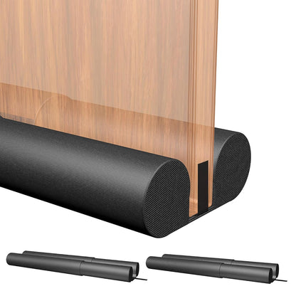 2 Pack Large Door Draft Stopper for Bottom of Doors 36 Inch Door Sweep Weather Stripping Noise Blocker Under Door Draft Noise Black Stoppers Adjustable Twin Door Sweep Draft (2 Pack)
