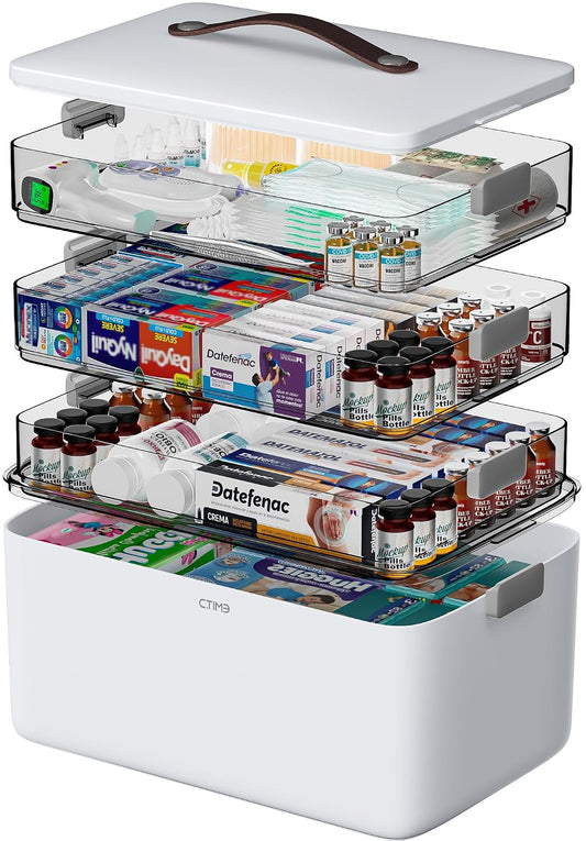4-Tier Medicine Organizer - Portable Medicine Cabi... (White | Plastic)