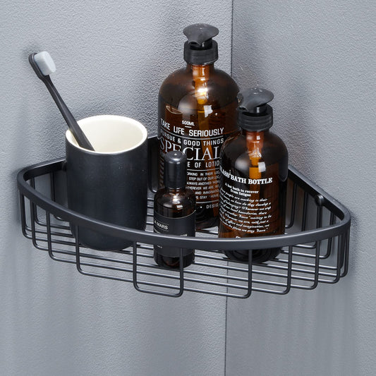 Bathroom Shower Caddy Corner Shelf, Corner-Hollow Design, Ultra Sturdy Rust-Proof Stainless Steel Shelf Organizer Shampoo Holder, Wall Mounted Storage Rack for Bathroom, Matte Black