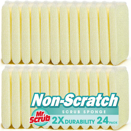 Sponges Kitchen Scrub Dish Sponge Scouring Pad, 24... (24 Count | Yellow | Foam)