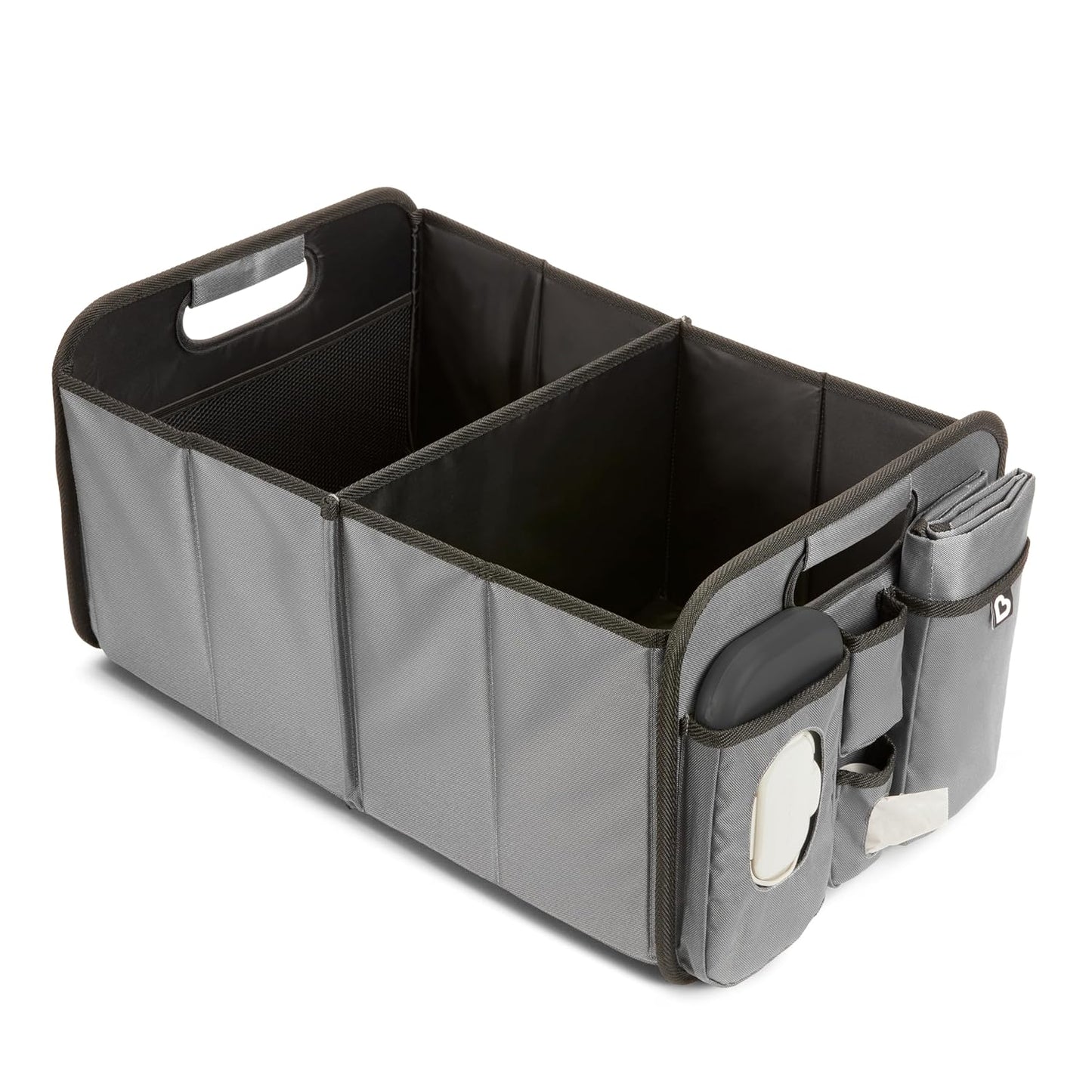 Munchkin Out-n-About Trunk Organizer for SUVs and Cars with Portable Changing Pad and Wet Baby Wipes for Diaper Changes On-the-Go, Collapsible, Grey