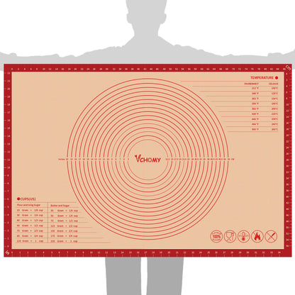 Extra Large Silicone Pastry Mat for Counter Rolling Dough,36x24 Inch,0.75mm Thick,Non Slip Silicone Baking Mat with Measurement(36 x 24 In,Red)