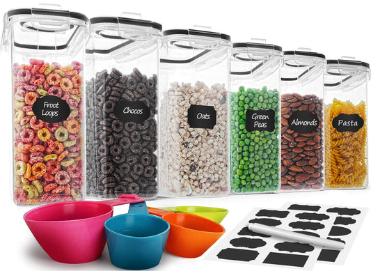 Cereal Container Set, MCIRCO Airtight Food Storage... (Black | Plastic)