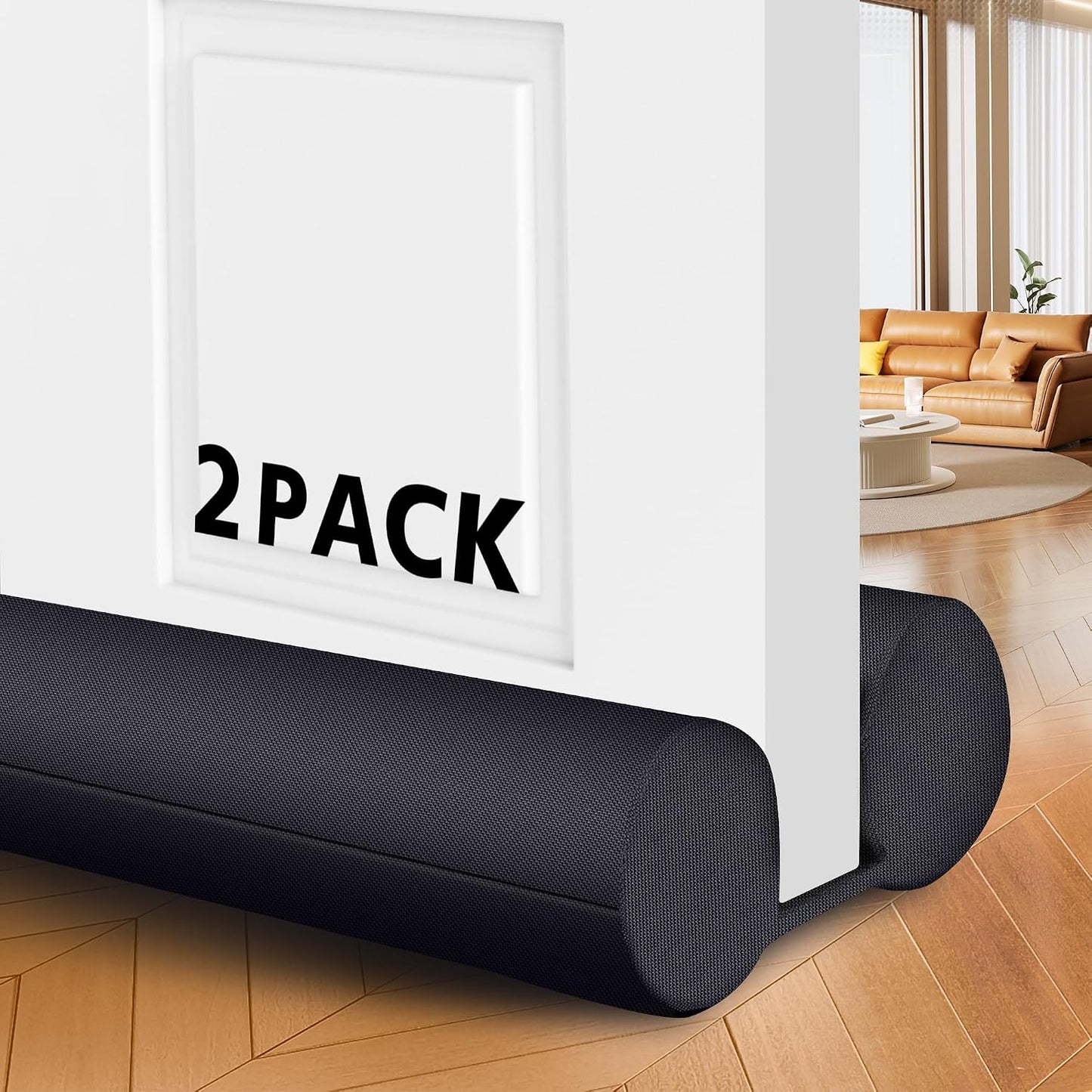 2 Pack Under Door Draft Stopper, Adjustable 30-36 Inch Gap Filler | Dual-sided draft blocker for interior doors; trim-to-fit foam helps reduce drafts, heat loss and noise, no drilling