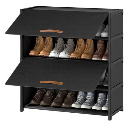 5 Tier Shoe Cabinet with Door, 20-Pair Storage, Black | Ideal for daily family use. Door keeps shoes dust-free. Stops pets from chewing. Simple tool-free install.