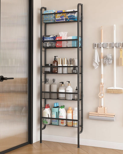 UMDONX Narrow 5-Tier Behind-the-Door Bathroom Storage Rack | Space-saving Storage for Tight Spaces; Suitable for Kitchen and Bathroom