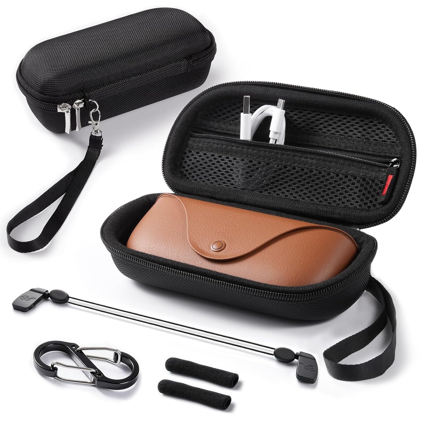 CoBak Carrying Case for Ray-Ban Meta & Oakley Smart Glasses, with 4 in 1 Accessories Kit - Case, Carabiner, Strap and Ear Cushion, Fits Wayfarer, Skyler and Most Sunglasses Portable Protective Storage