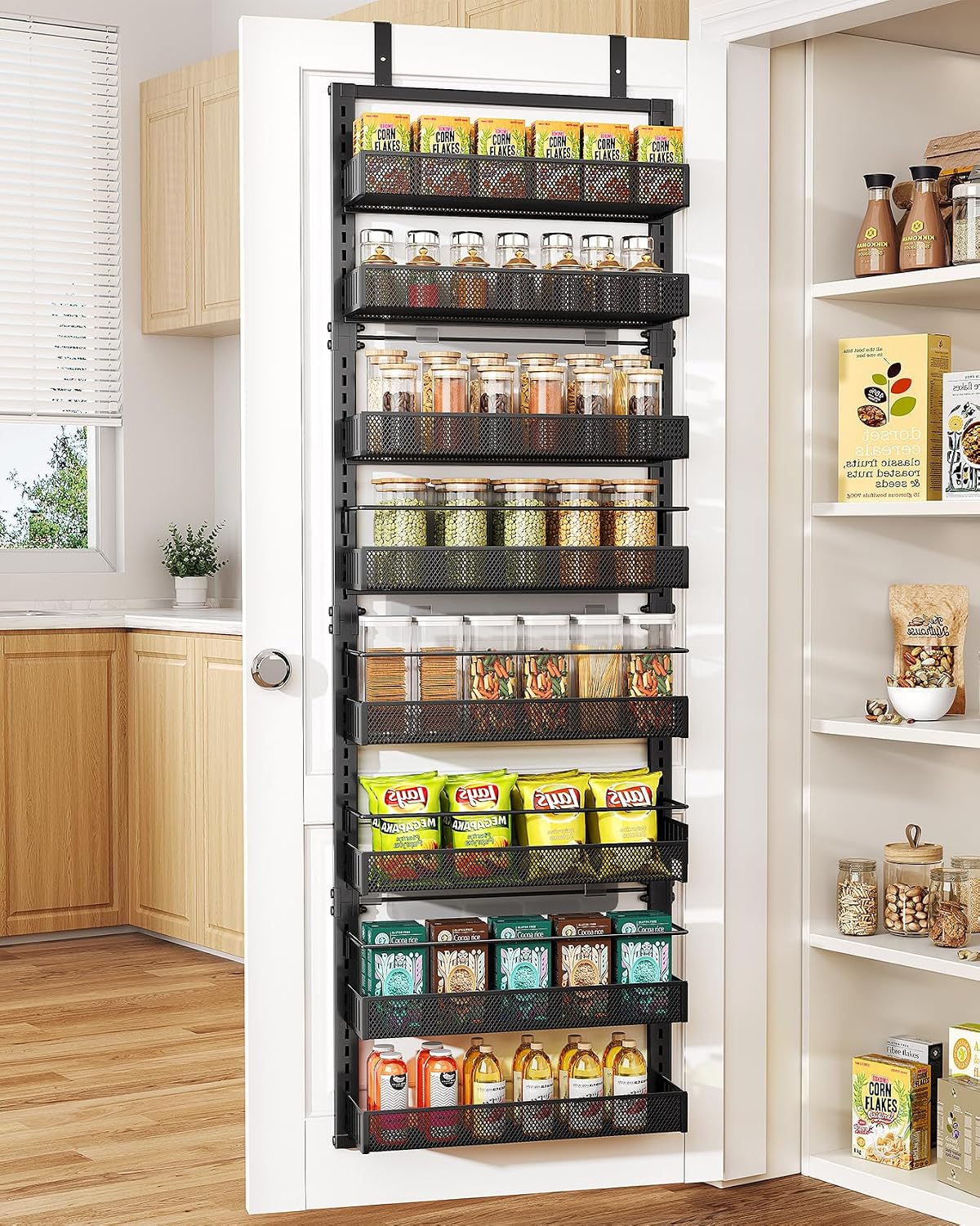 8 Tiers Over the Door Organizer - Height Adjustabl... (Black | Metal)